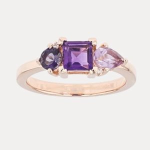 Purple Amethyst 18k Rose Gold Over Sterling Silver Ring 1.07ctw